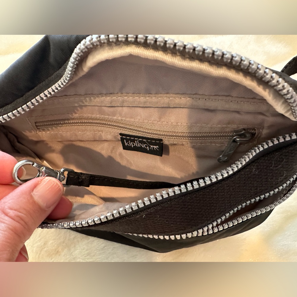 Kipling Black Waist Bag with Logo Patch and Monkey Keychain - Picture 5 of 9